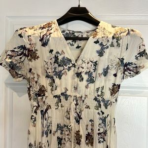 BEAUTIFUL SUMMERTIME FLORAL MAXI DRESS SIZE LARGE ELASTIC WAIST BUTTON DOWN